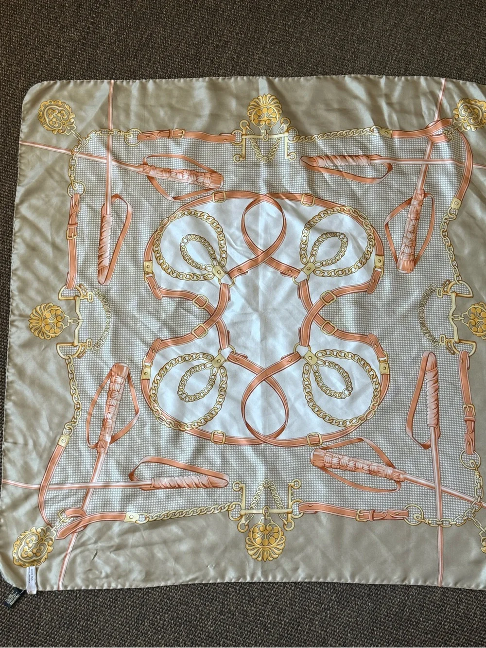 Nordstrom’s made in Italy, silk scarf horse bit chain
